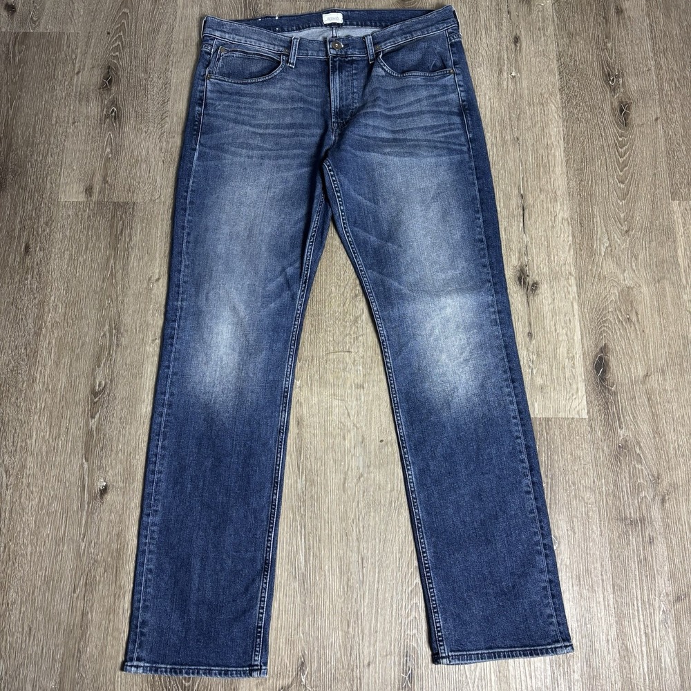 Hudson Byron Straight Jeans Mens 38x34 Blue Denim Zip Fly Stretch Five Pocket